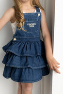 Cracked Soda | indigo Denim layered pinafore - Blue