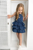 Cracked Soda | indigo Denim layered pinafore - Blue