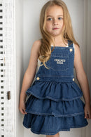 Cracked Soda | indigo Denim layered pinafore - Blue