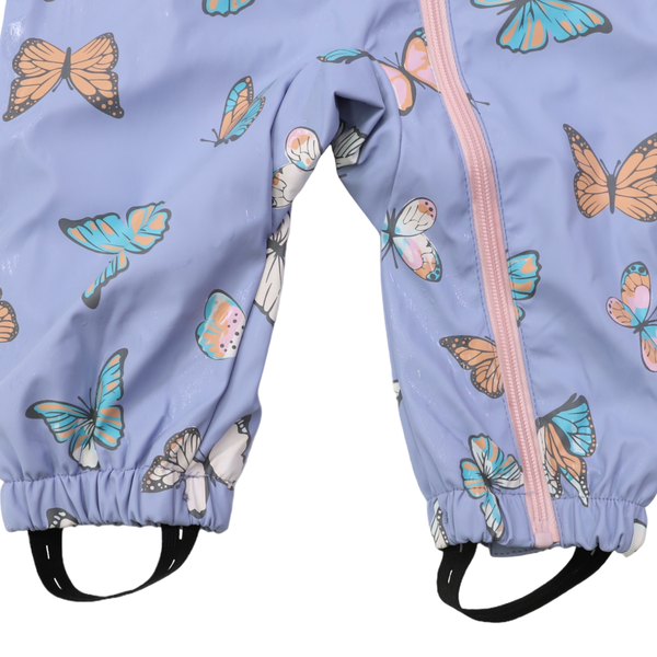 Korango | Butterfly Colour Changing Terry Towelling Lined Zip Rain Suit - Blue Heron