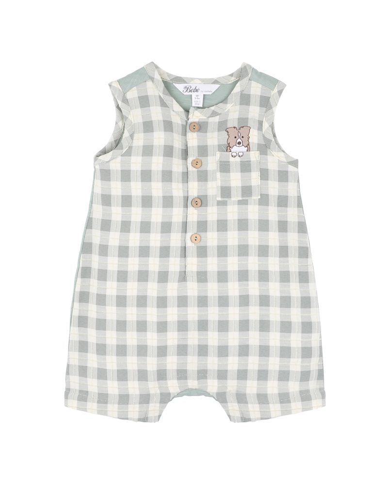 Bebe | Chester Embroidered Check Romper