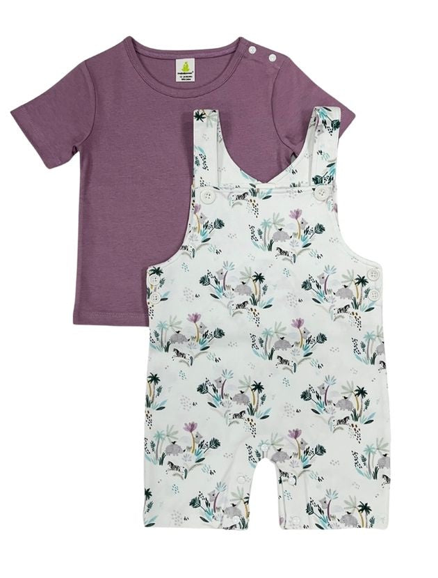 Imababy | Baby Girls Shortalls with Tee - Madagascar Forest