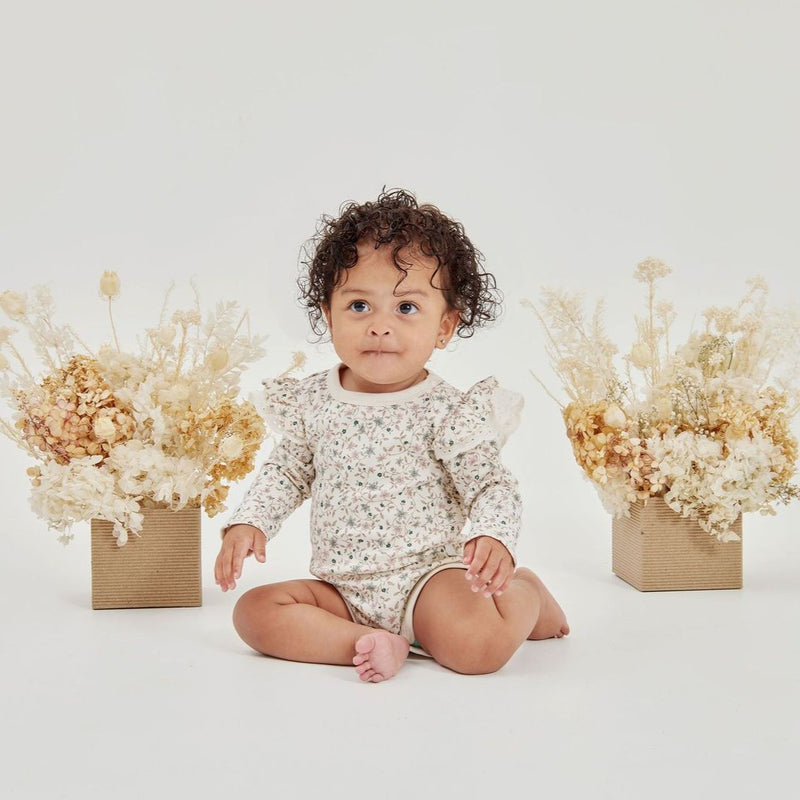 Aster & Oak | Winter Floral Flutter Onesie