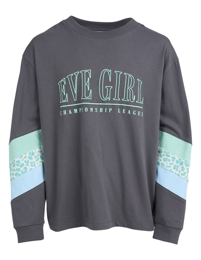 Eve Girl | League Panel L/S Tee -Charcoal