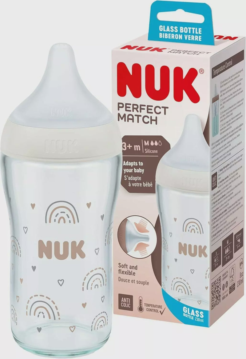 NUK Perfect Match Glass Bottle Temperature Control | Anti Colic Vent