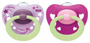 NUK Signature 6-18 months Night Soothers 2pk Assorted
