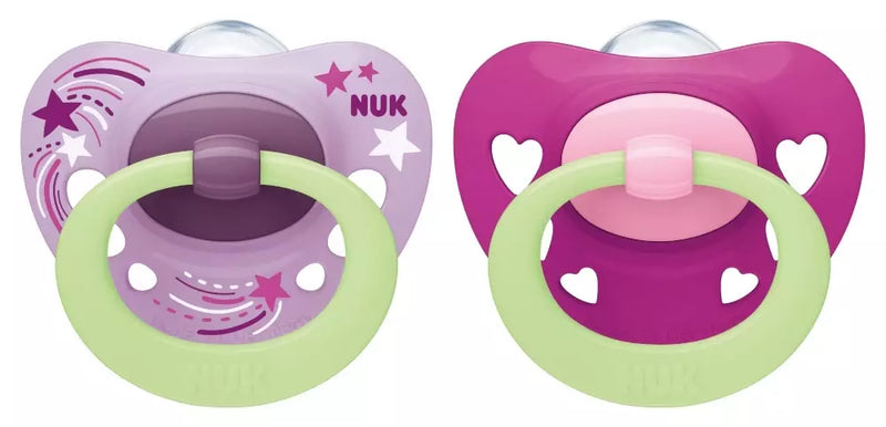 NUK Signature 6-18 months Night Soothers 2pk Assorted