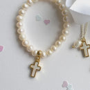 Lauren Hinkley | Freshwater Pearl Cross Elastic Bracelet
