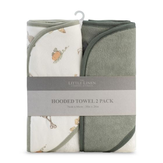 Little Linen Hooded Towel 2pk - Farmyard