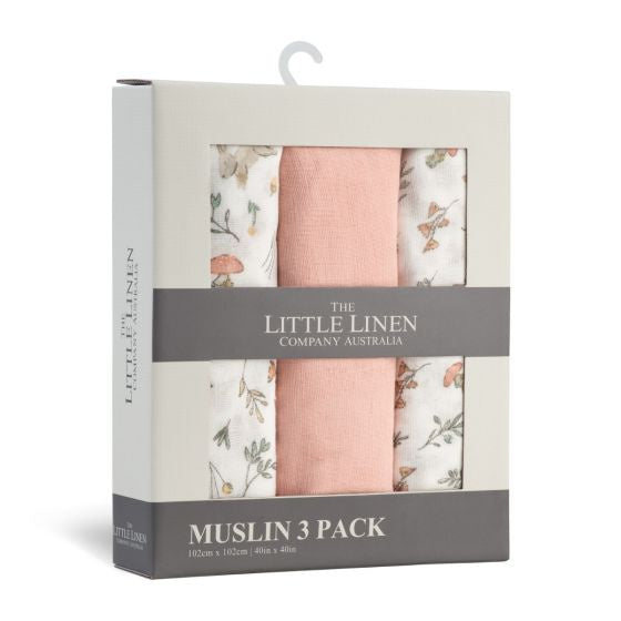 LITTLE LINEN MUSLIN 3PK - HARVEST BUNNY