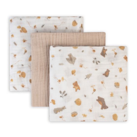 LITTLE LINEN MUSLIN 3PK - NECTAR BEAR