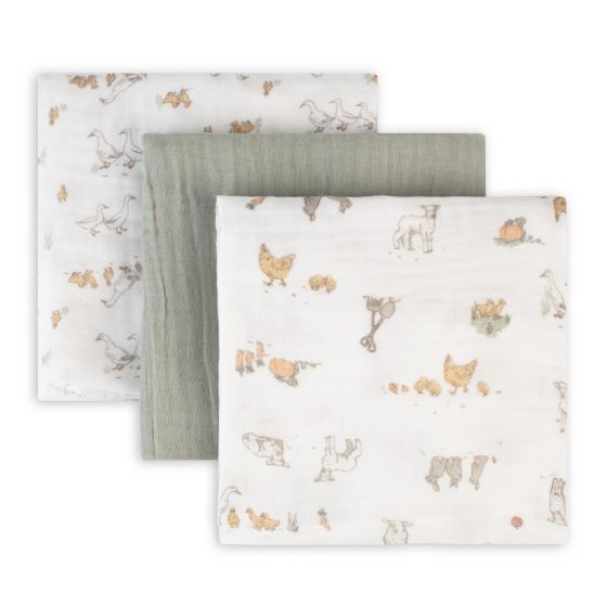 LITTLE LINEN MUSLIN 3PK - FARMYARD LAMB