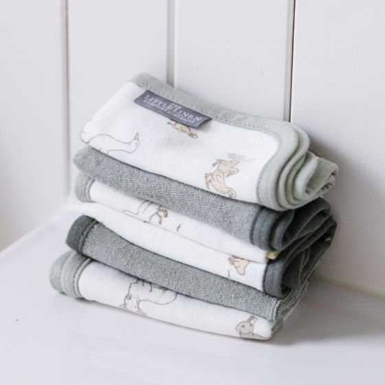 Little Linen Towelling Washer 6pk - Farmyard Lamb