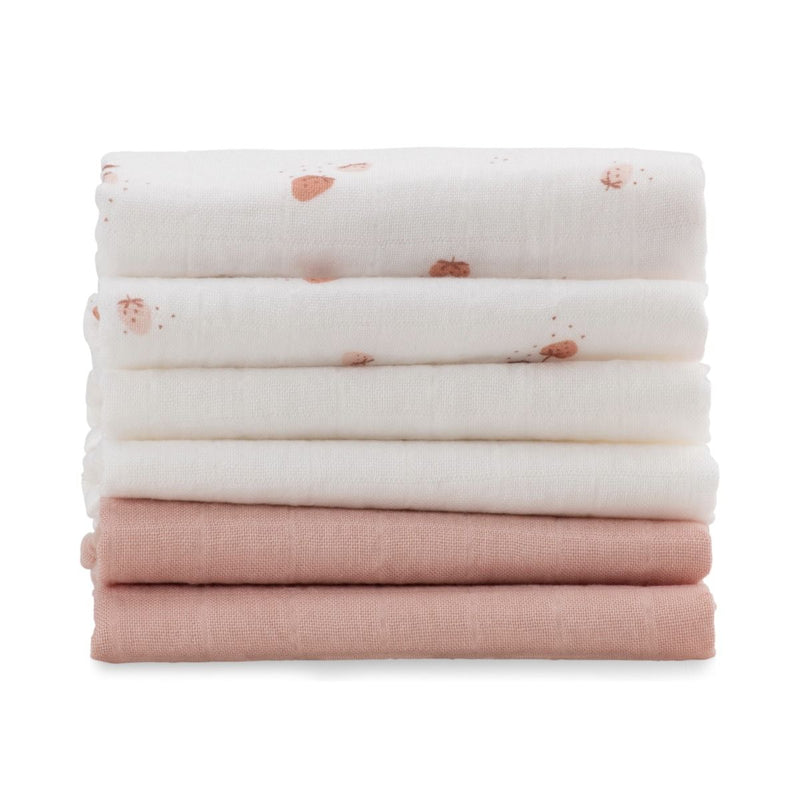 LITTLE BAMBOO MUSLIN WASHERS 6PK - WHISPER Dusky Rose