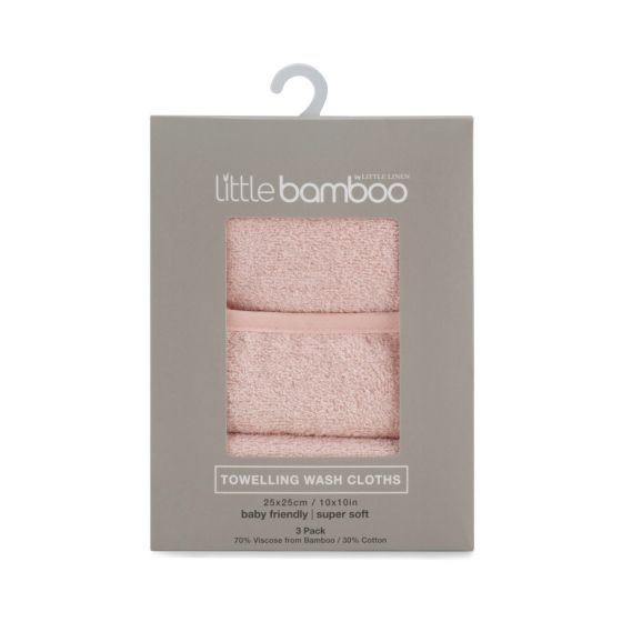 Little Bamboo Towelling Washer 3Pk - Dusty Rose