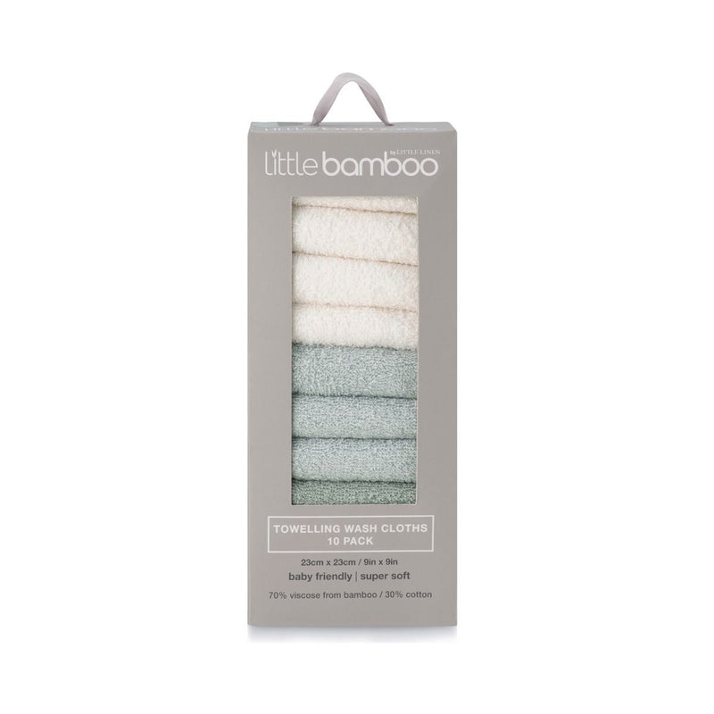 Little Bamboo Towelling Washer 10pk - Bayleaf