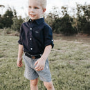 Love Henry |Boys Oscar Shorts - Navy Gingham  RRP $39.95