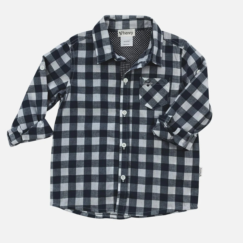 Love Henry | Dress Shirt - Large Navy Check