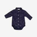 Love Henry | Baby Boys Dress Shirt Romper - Navy