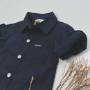 Love Henry | Baby Boys Dress Shirt Romper - Navy