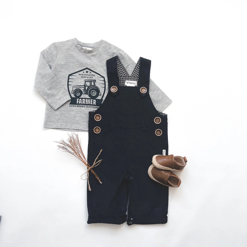 Love Henry |  Baby Boys LS Graphic Tee - Farmer Tractor