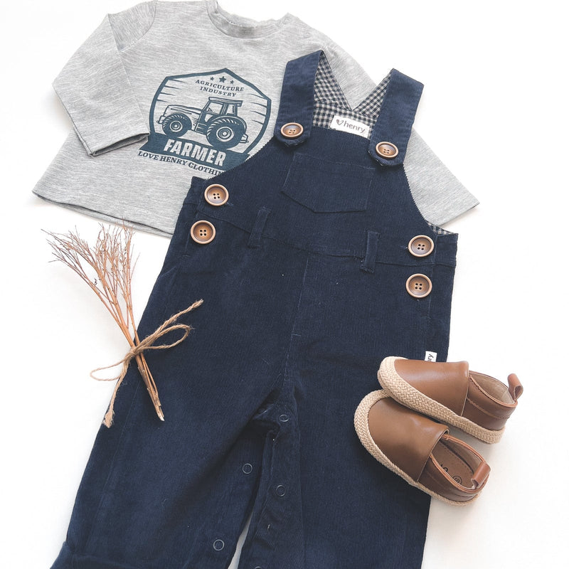 Love Henry |  Baby Boys LS Graphic Tee - Farmer Tractor