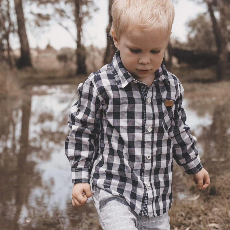 Love Henry | Dress Shirt - Large Navy Check