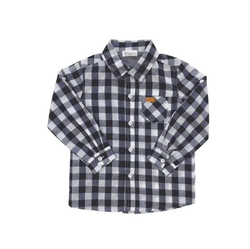 Love Henry | Dress Shirt - Large Navy Check