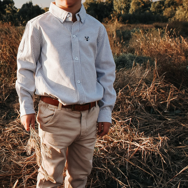 Boys Dress Shirt - Navy Pinstripe