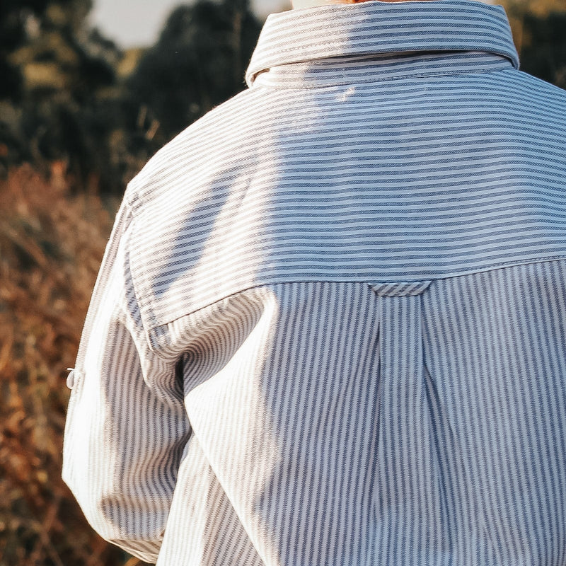 Boys Dress Shirt - Navy Pinstripe