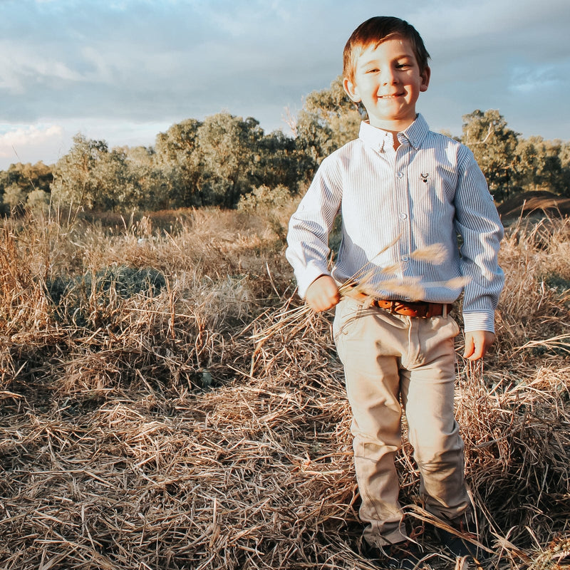 Boys Dress Shirt - Navy Pinstripe