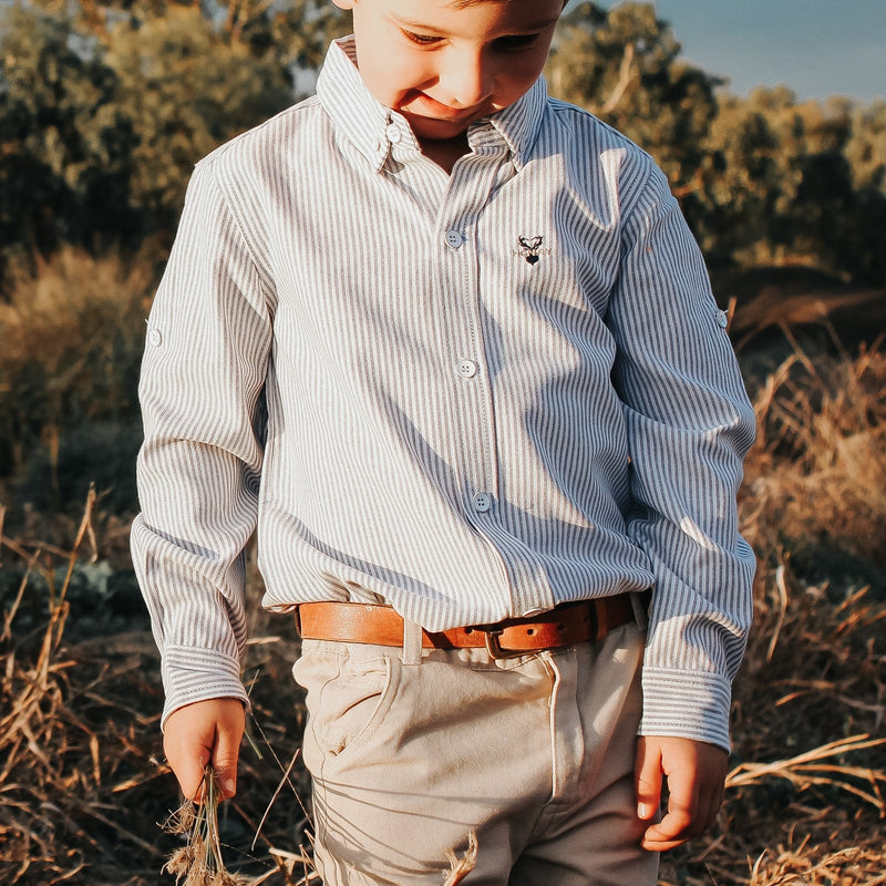 Boys Dress Shirt - Navy Pinstripe