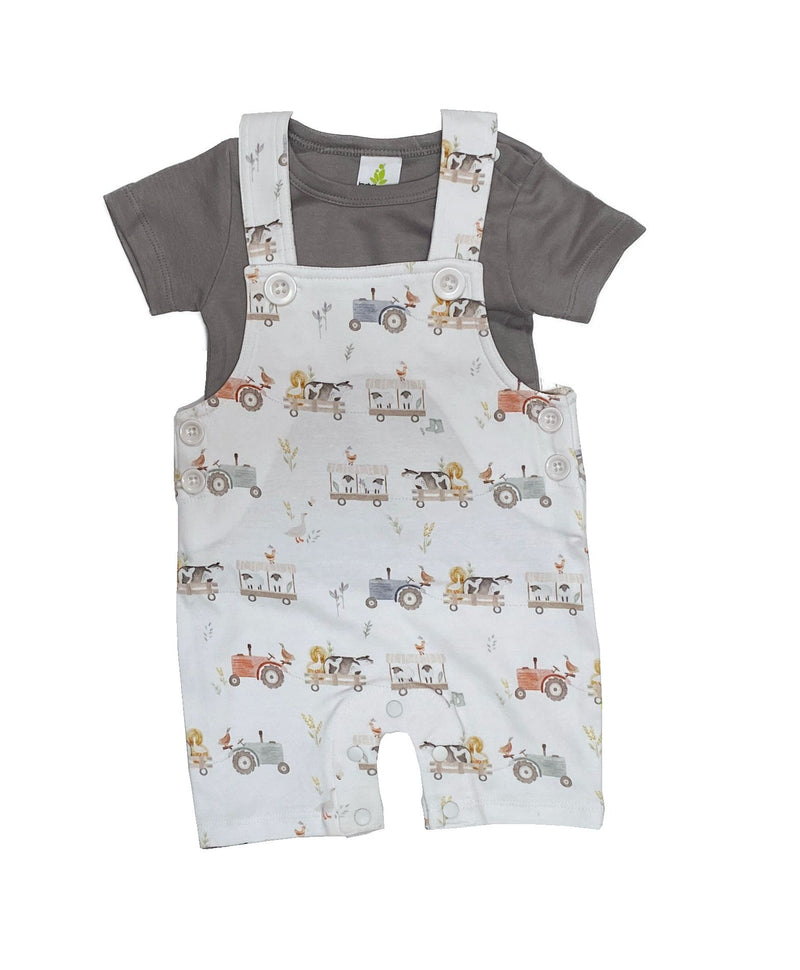 Imababy | Baby Boys Shortalls & Tee Set - Farmyard