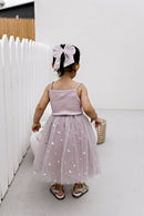 Confetti Kidz |Ribbed Tulle Dress - Mauve Butterflies