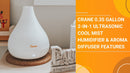 Cool Mist Humidifier + Aroma Diffuser - White