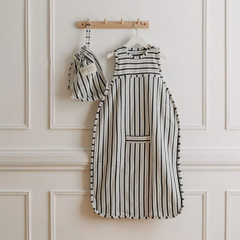 Merino Kids | Go Go Sleeping Bag - Duvet Weight - Dark Slate Stripe