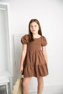 Cracked Soda | Skylar Puff Sleeve Dress - Mocha