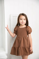 Cracked Soda | Skylar Puff Sleeve Dress - Mocha