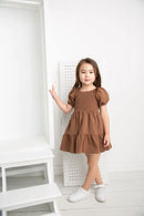 Cracked Soda | Skylar Puff Sleeve Dress - Mocha