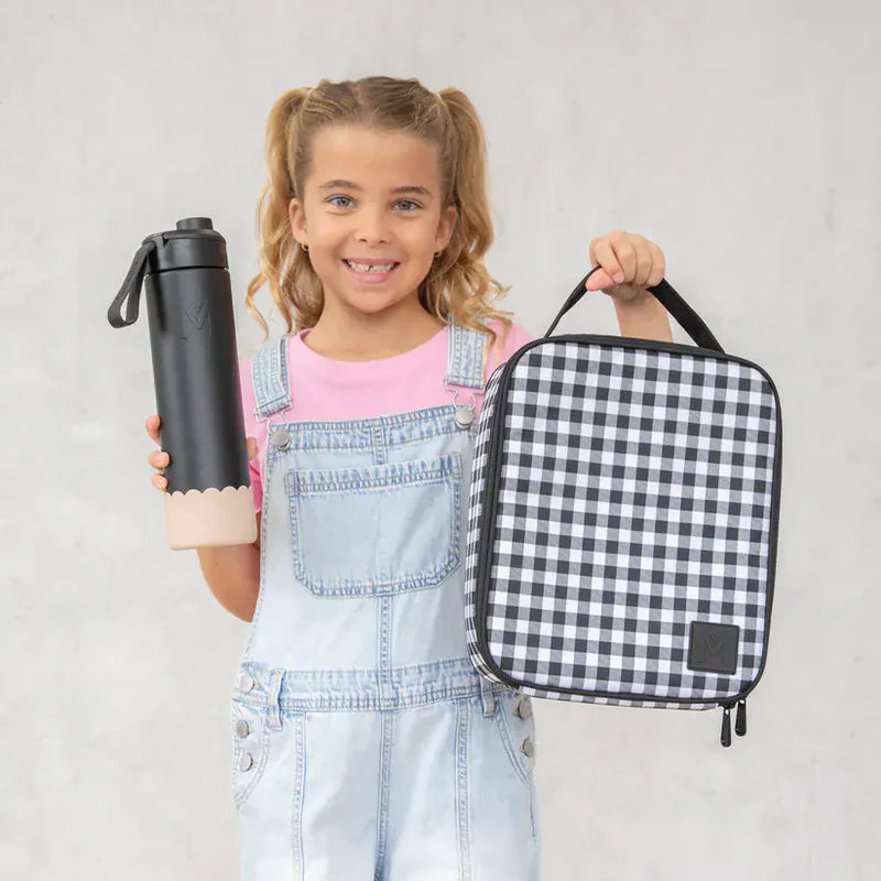 MontiiCo Large Insulated Lunch Bag - Black Gingham