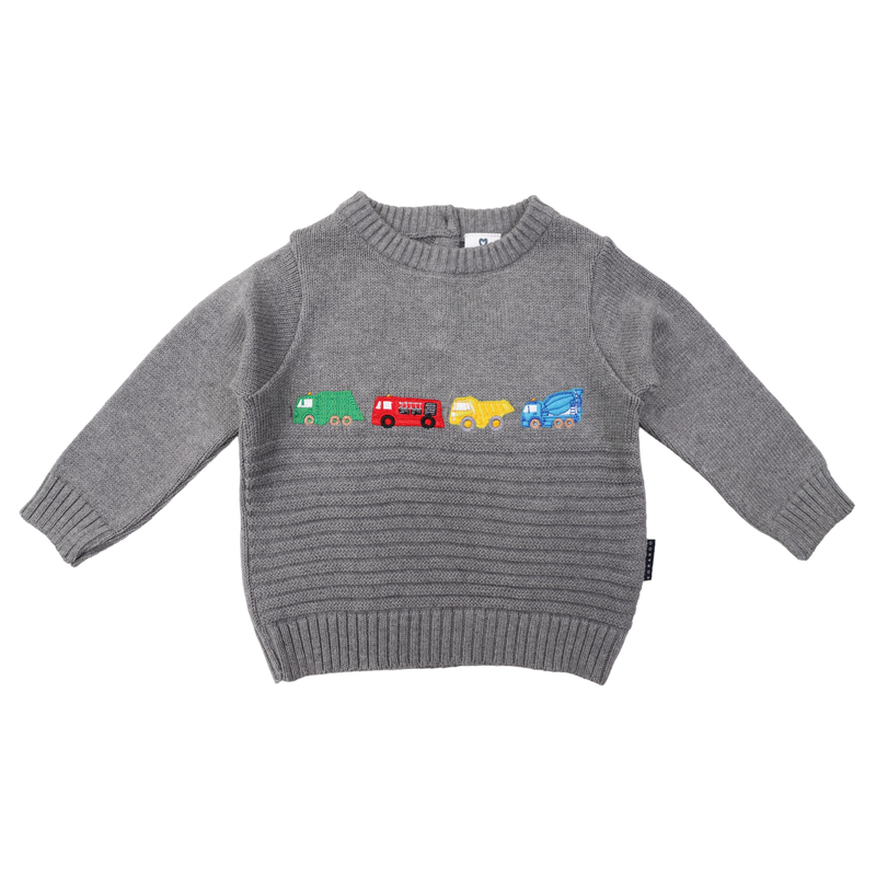 Korango | Trucks Embroidered Sweater - Charcoal