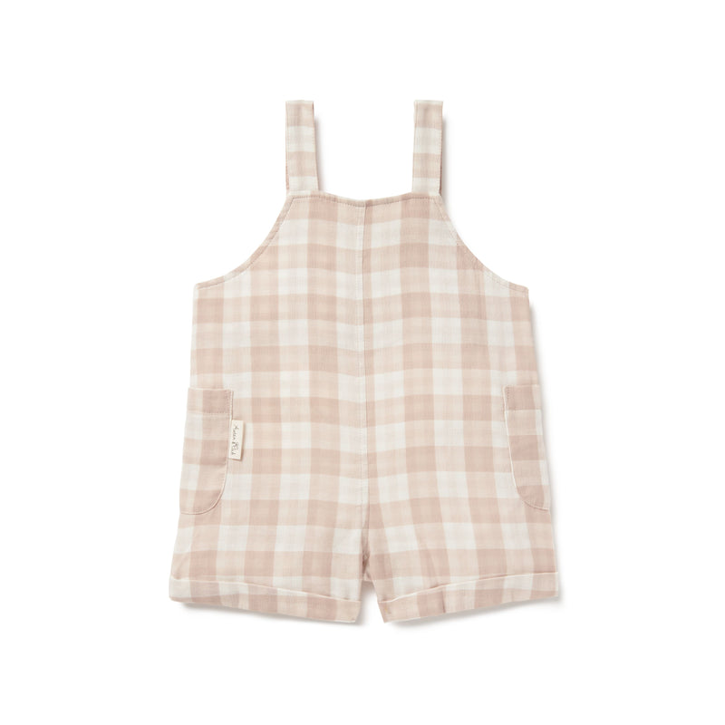 Aster & Oak | Taupe Gingham Overalls