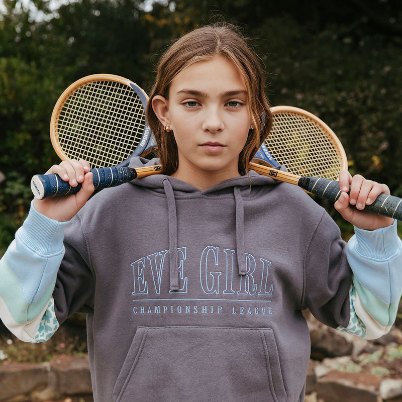 Eve Girl | League Panel Hoodie-Charcoal