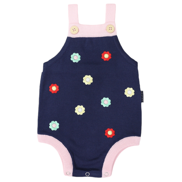 Korango | Flower Knit Sunsuit- Navy