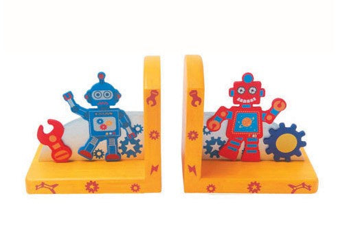 Wooden  Robot Book Ends