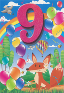 Party Age | 9- Year old Fox Birthday card