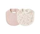 Quincy Mae | Snap Bib 2 Pk  French Garden, Rose Stripe