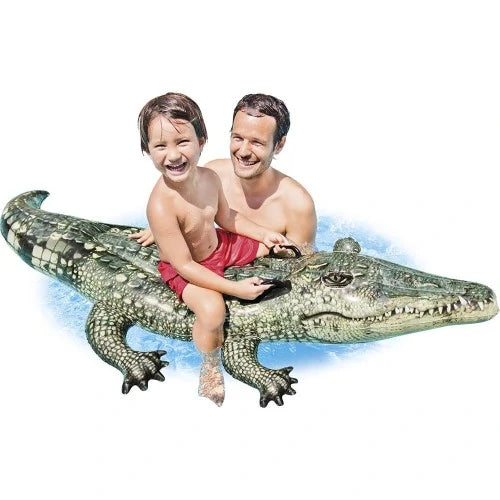 Intex 1.70m Realistic Kids Gator Inflatable Ride On Floating Handle Pool Toy 3+