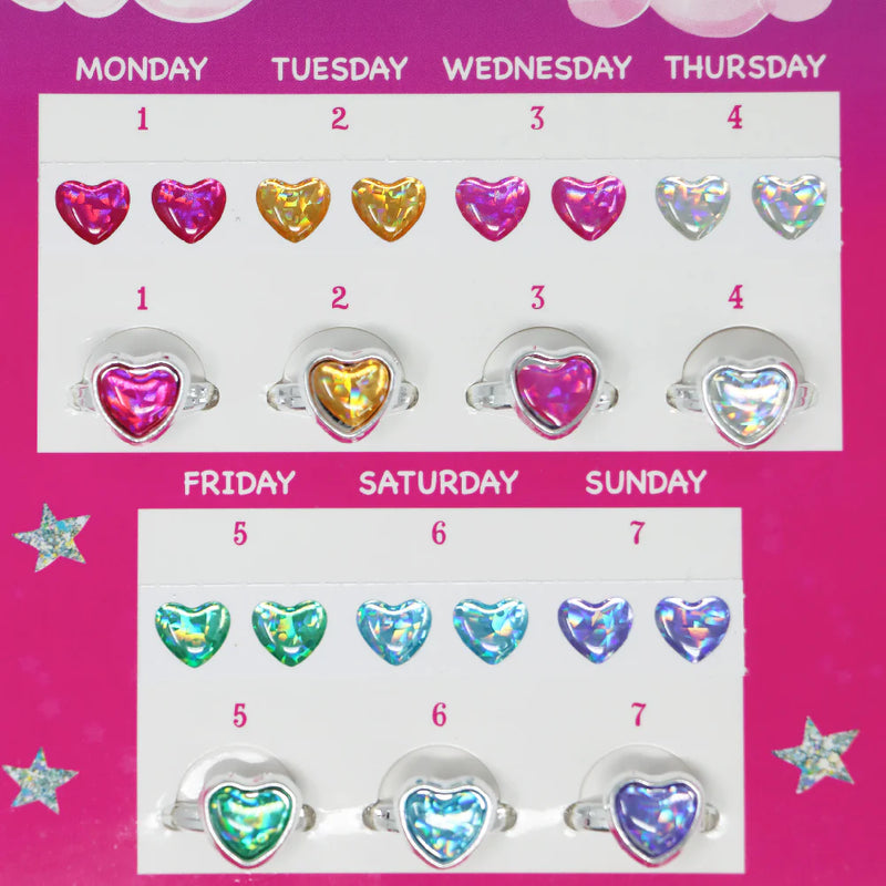 Pink Poppy 7 Day Stick On Earrings & Ring Set