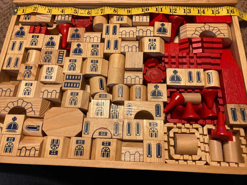 Rare Vintage Castle Blocks Wooden Toy Set